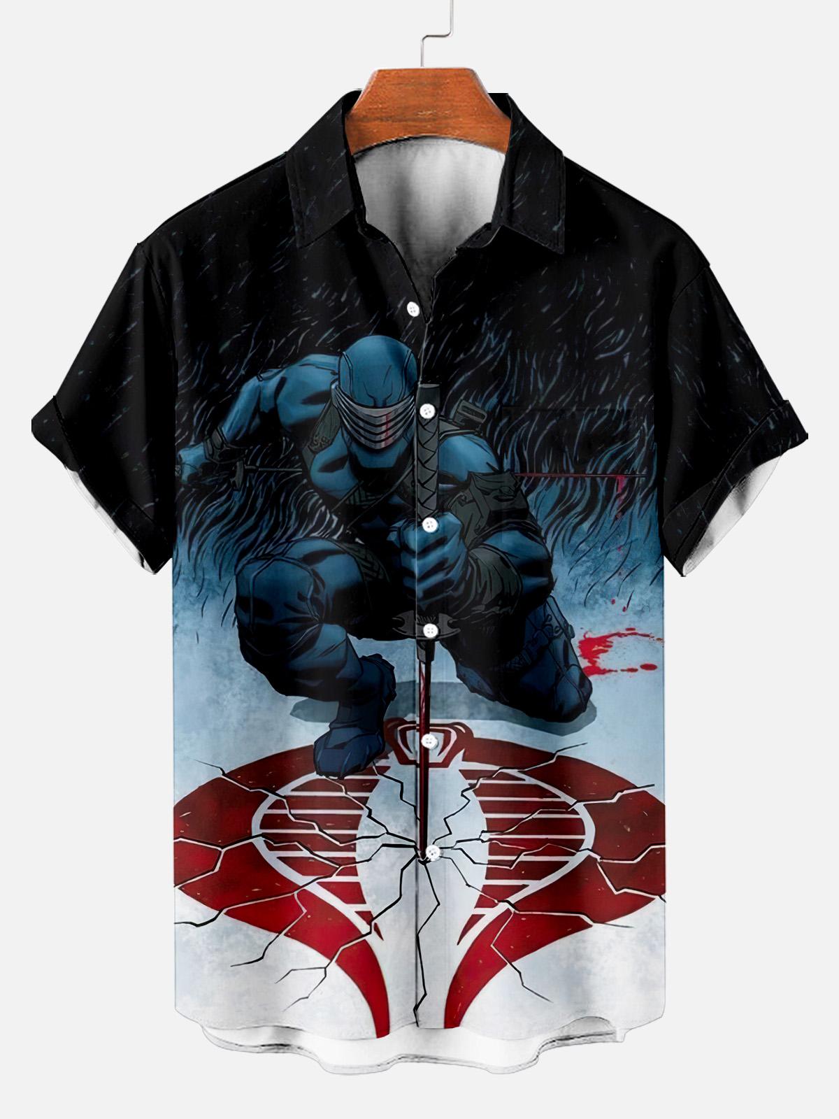 Men's Classic Retro War Cartoon Short Sleeve Shirt