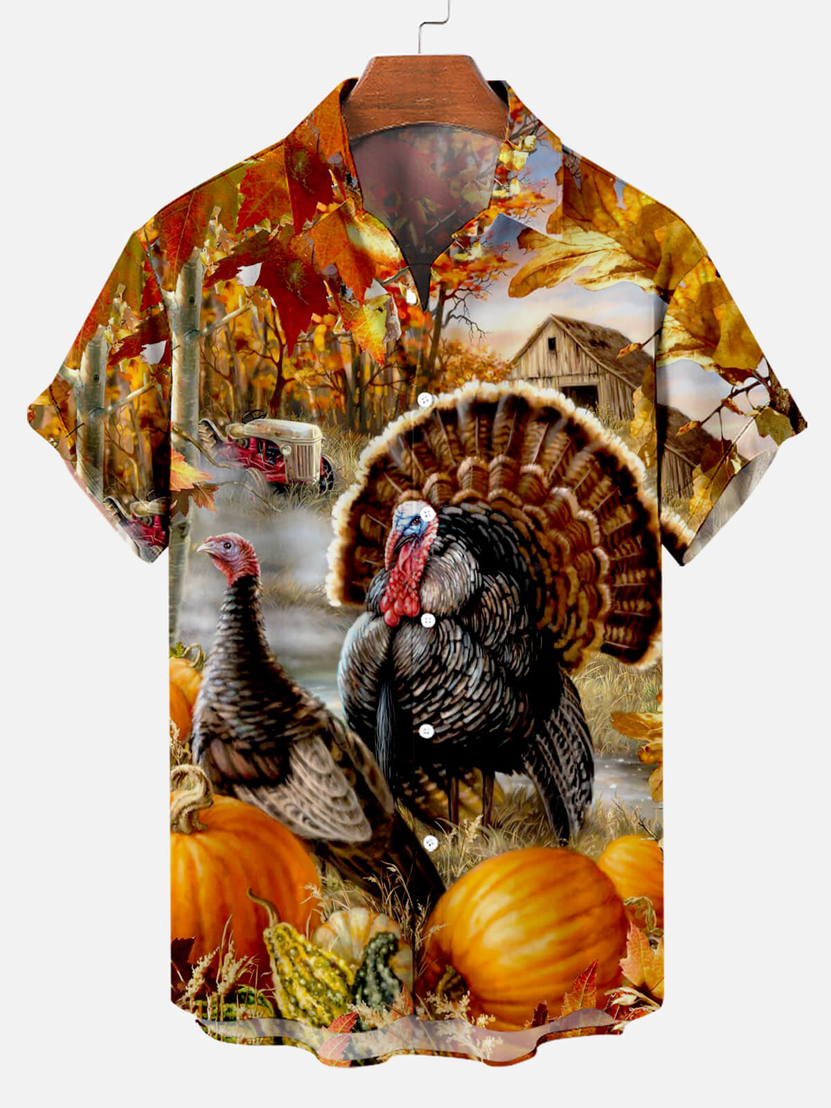 Men's Thanksgiving Day Print Short Sleeve Shirt