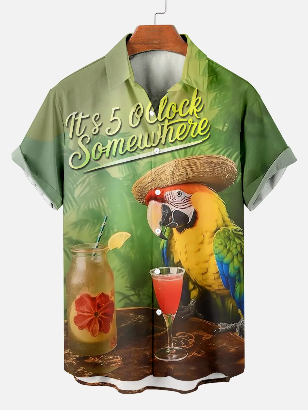 Men's Comfortable Hawaiian Agave Print Shirt