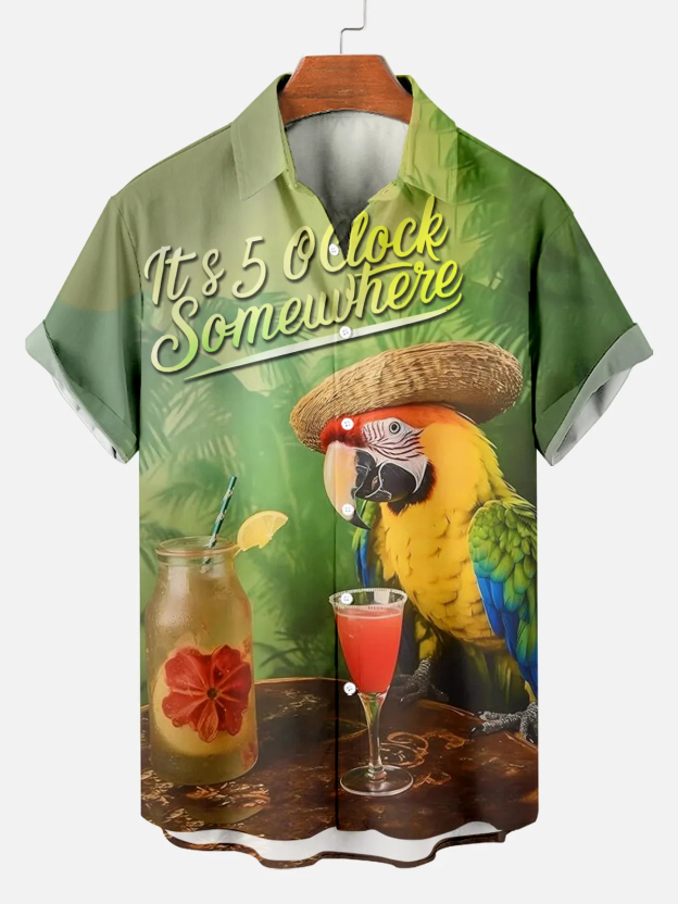 Men's Comfortable Hawaiian Agave Print Shirt