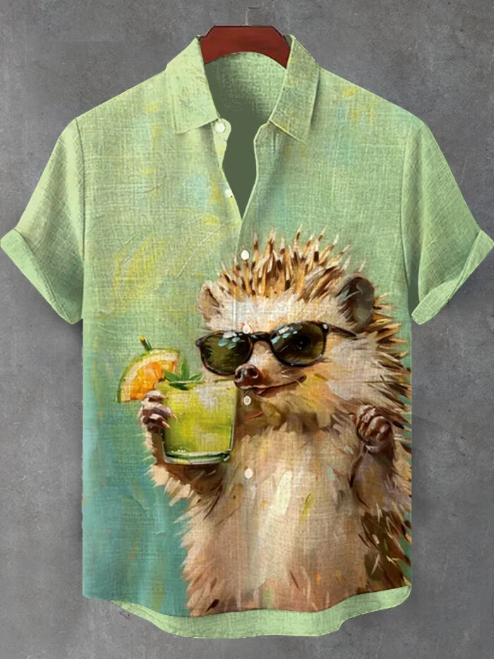 Men's Hawaiian Fun Animal Print Short Sleeve Shirt