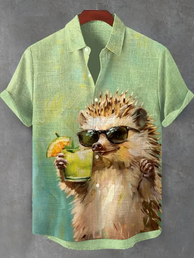 [Copy]Men's Classic Movie Godfather Animal Fun Graphic Short Sleeve Shirt