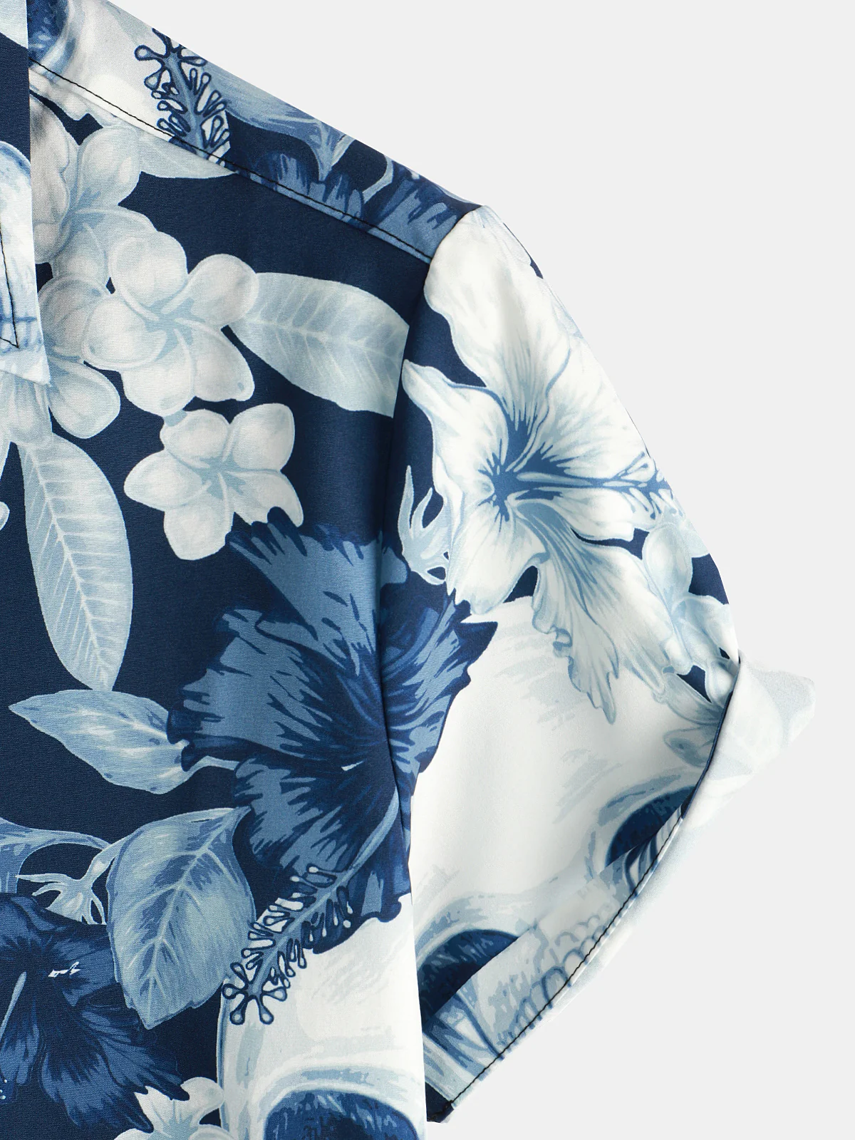 Men's Casual Art Skull Floral Frame Printed Lapel Short Sleeve Shirt