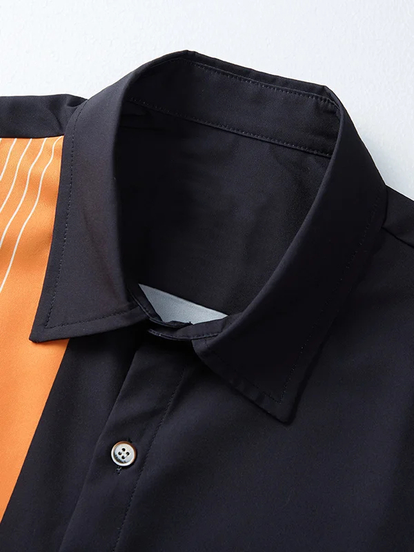 Men's Music Casual Bowling Lapel Short Sleeve Shirt