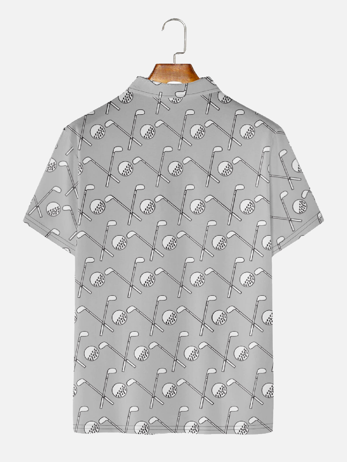 Men's All Over Golf Putters and Balls Print Short Sleeve Polo Shirt
