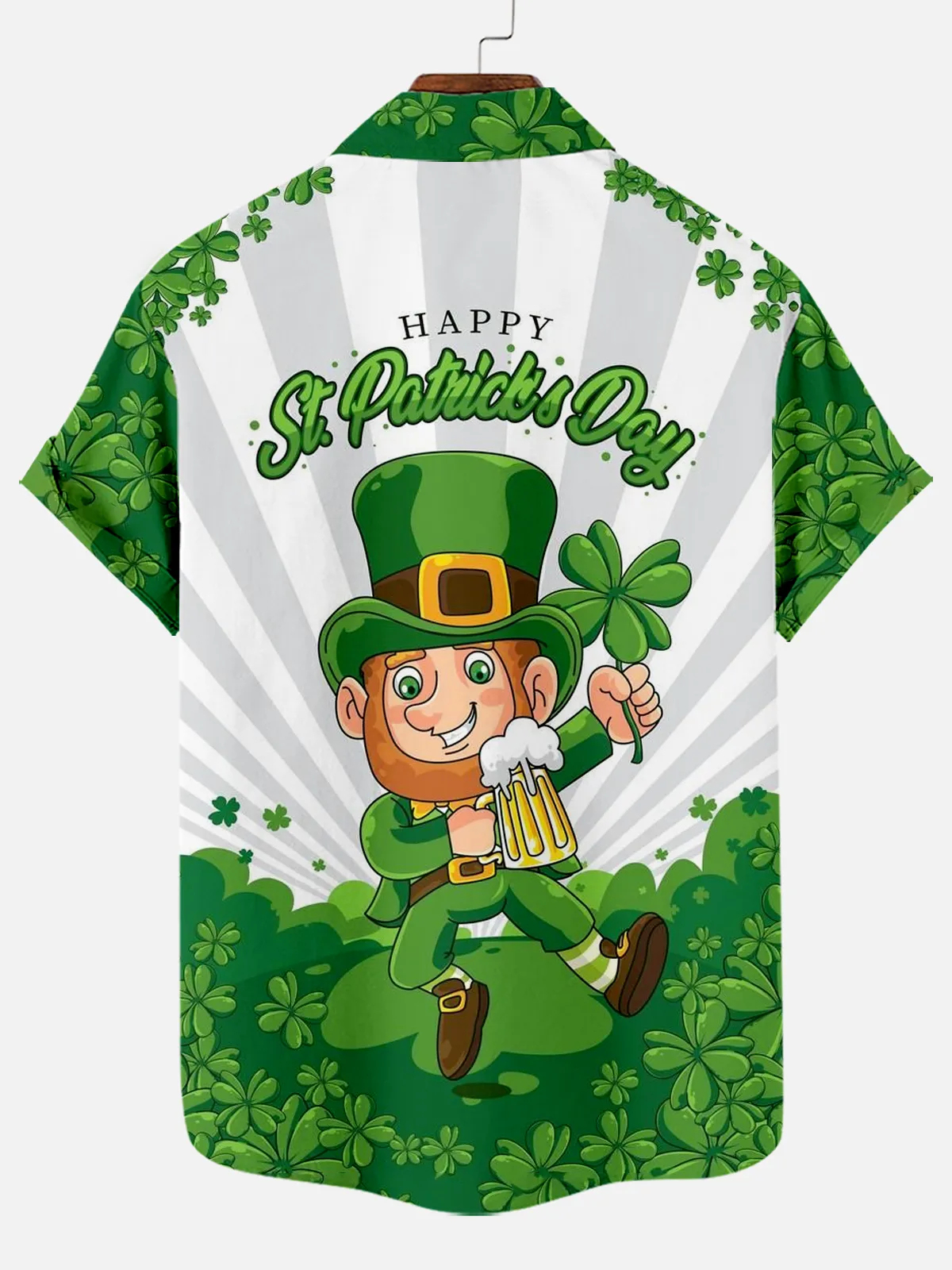 Men's St. Patrick's Party Beer Graphic Print Short Sleeve Shirt
