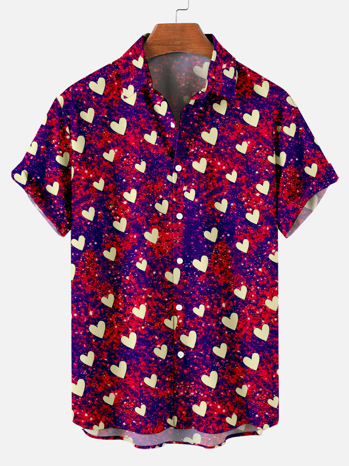 Heart Red Lip Print Men's Short-Sleeved Shirt