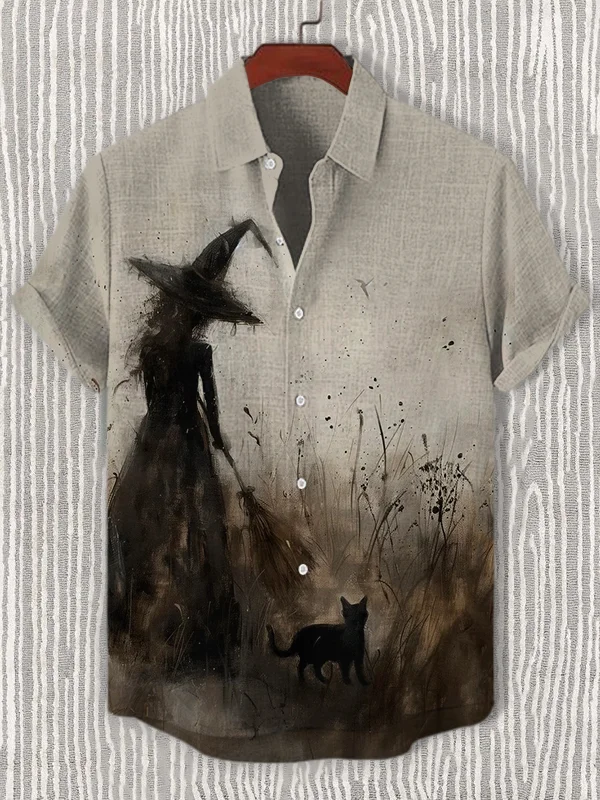 Men's Retro Halloween Short Sleeve Shirt