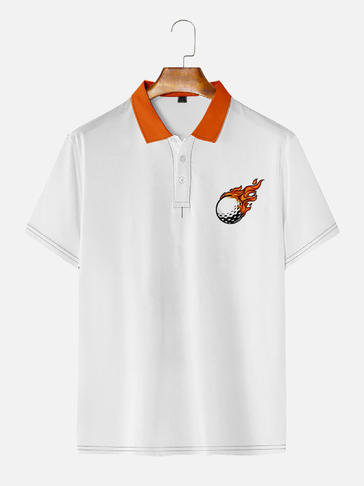 Men's Flaming Golf Ball Pun Short Sleeve Polo Shirt