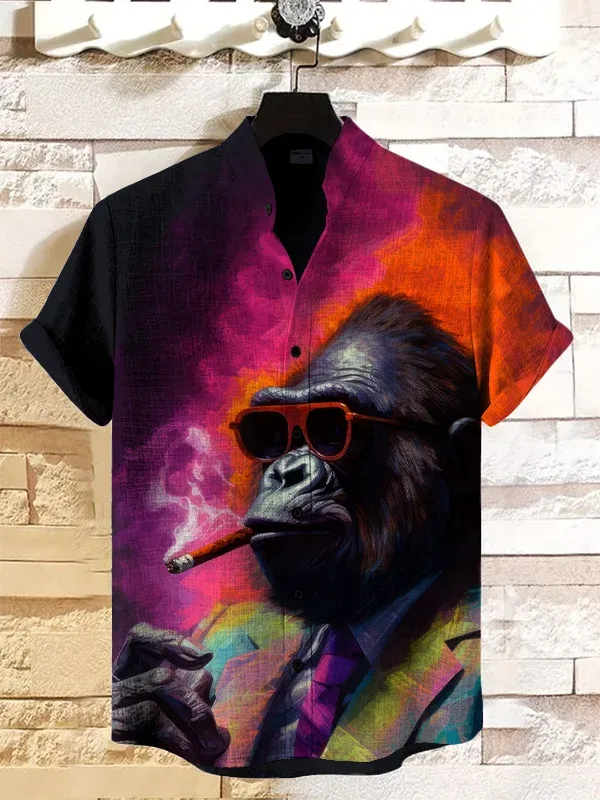 Men's Retro Brave Tom and Jerry Cartoon Graphic Short Sleeve Shirt