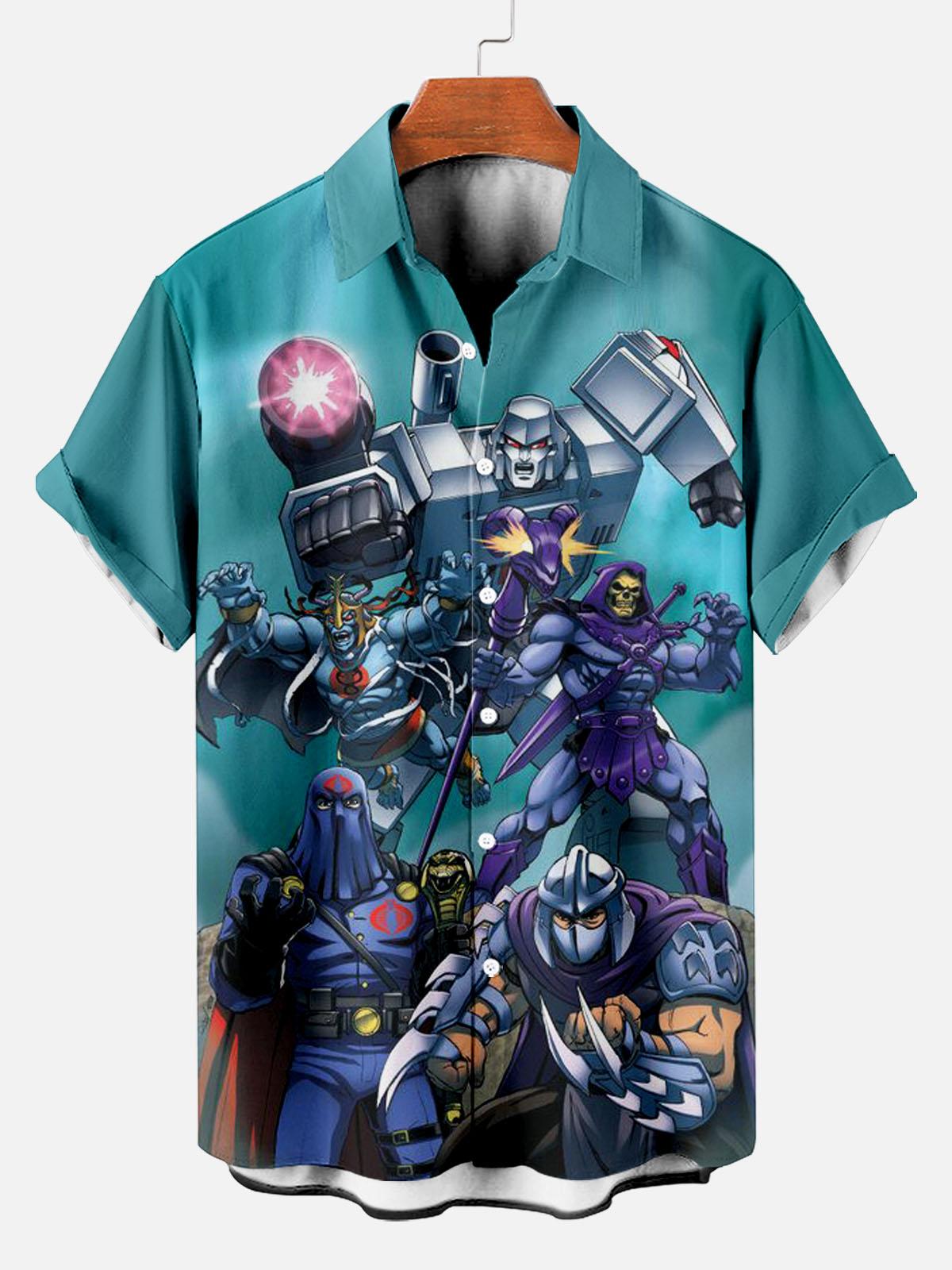 Men's Classic Retro War Cartoon Short Sleeve Shirt