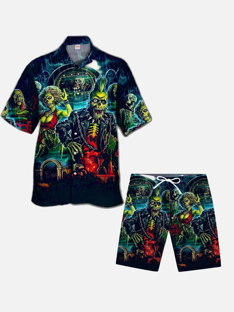 Classic Horror Punk Zombies Printing Shorts
