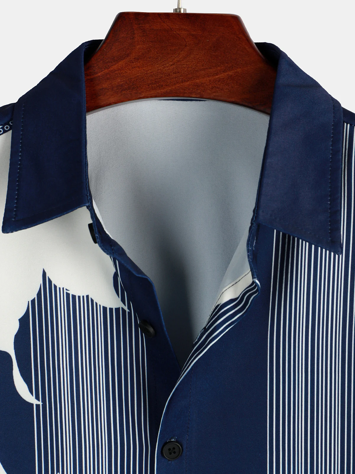 Men's Casual Striped Floral Print Lapel Short Sleeve Shirt