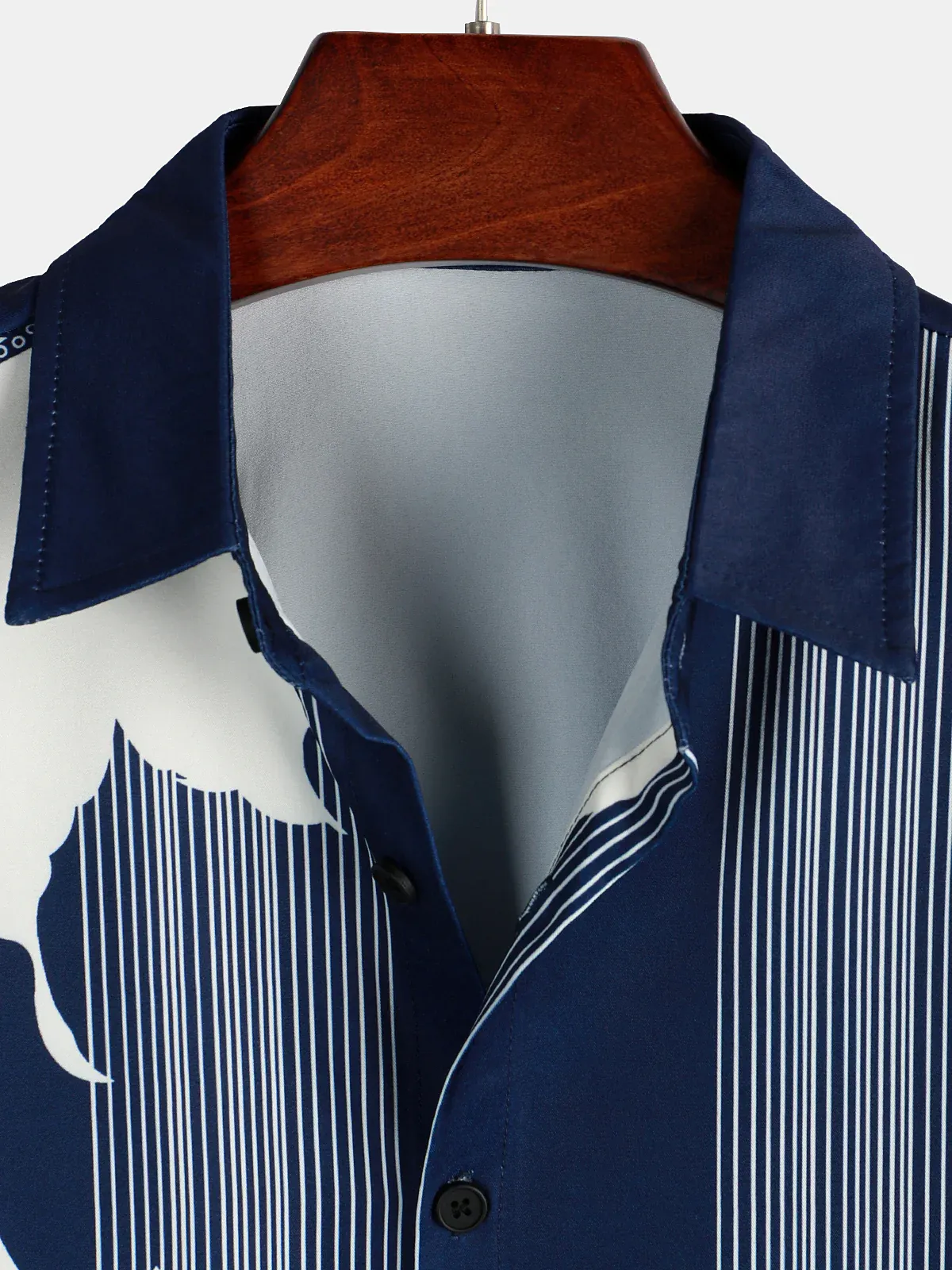 Men's Casual Striped Floral Print Lapel Short Sleeve Shirt