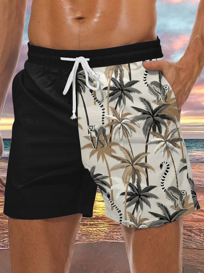 Men's Coconut Tree Element Graphic Print Casual Vacation Beach Shorts