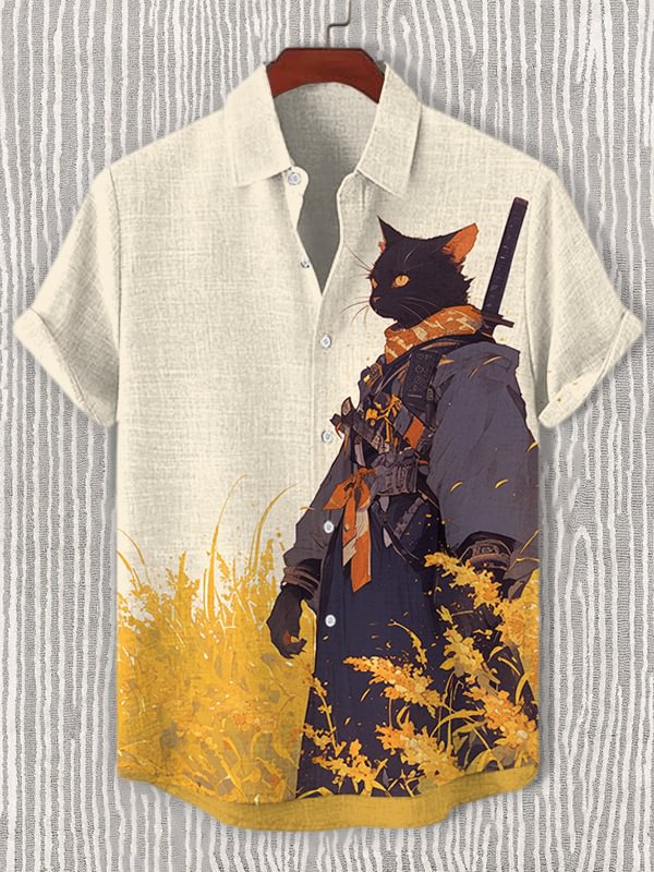 Men's Japanese Art Pattern Short Sleeve Shirt