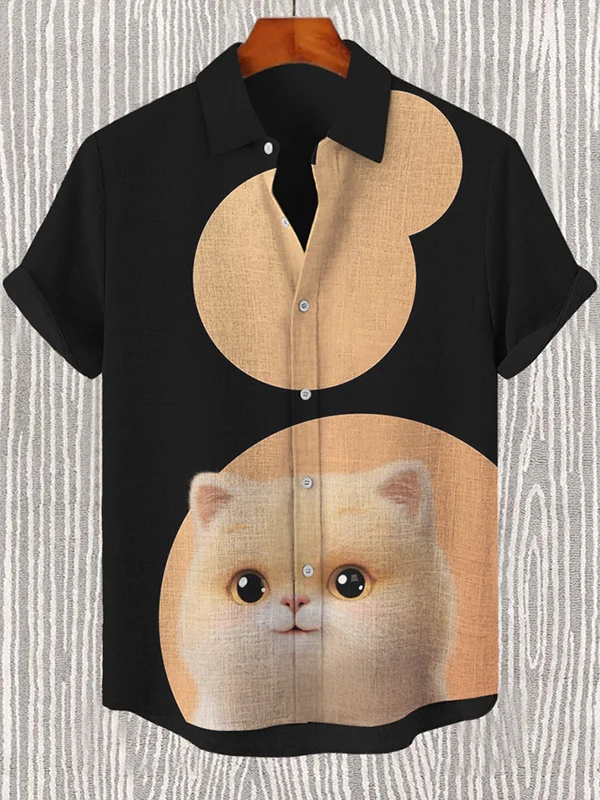 Men's Shaggy Cat Theme Retro Cartoon Shirt