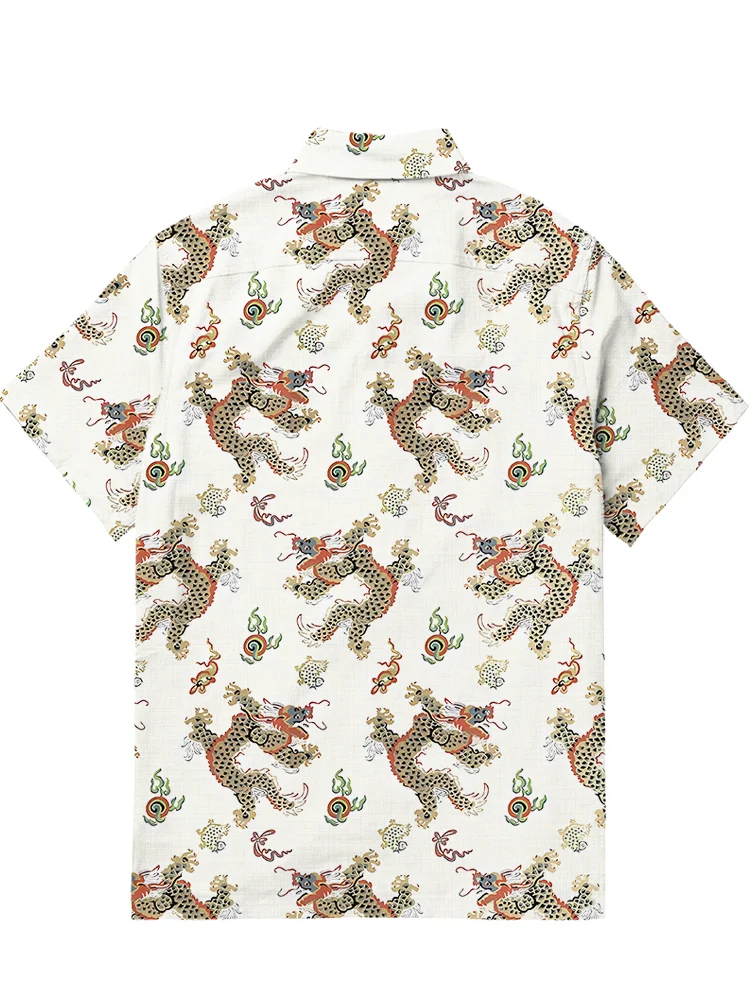 Men's Oriental Literature Dragon print Hawaiian Short sleeved Shirt