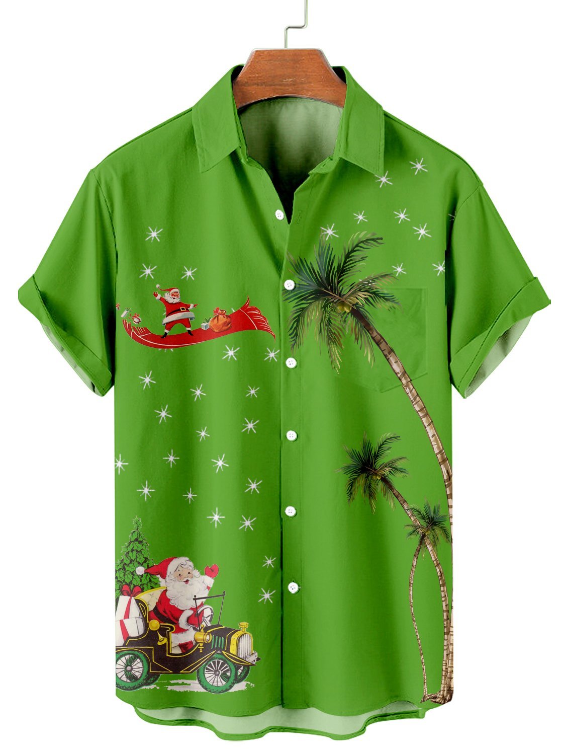 Men's Christmas Spoof Christmas Father Pattern Short Sleeve Shirt