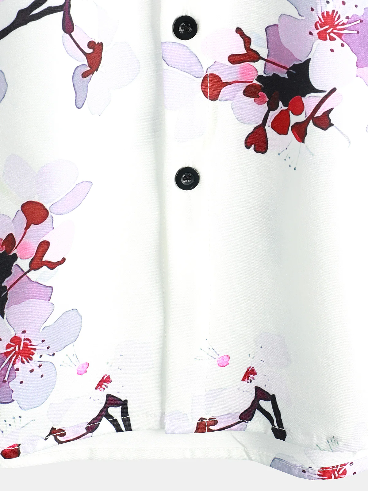 Men's Casual Cherry Blossom Print Lapel Short Sleeve Shirt