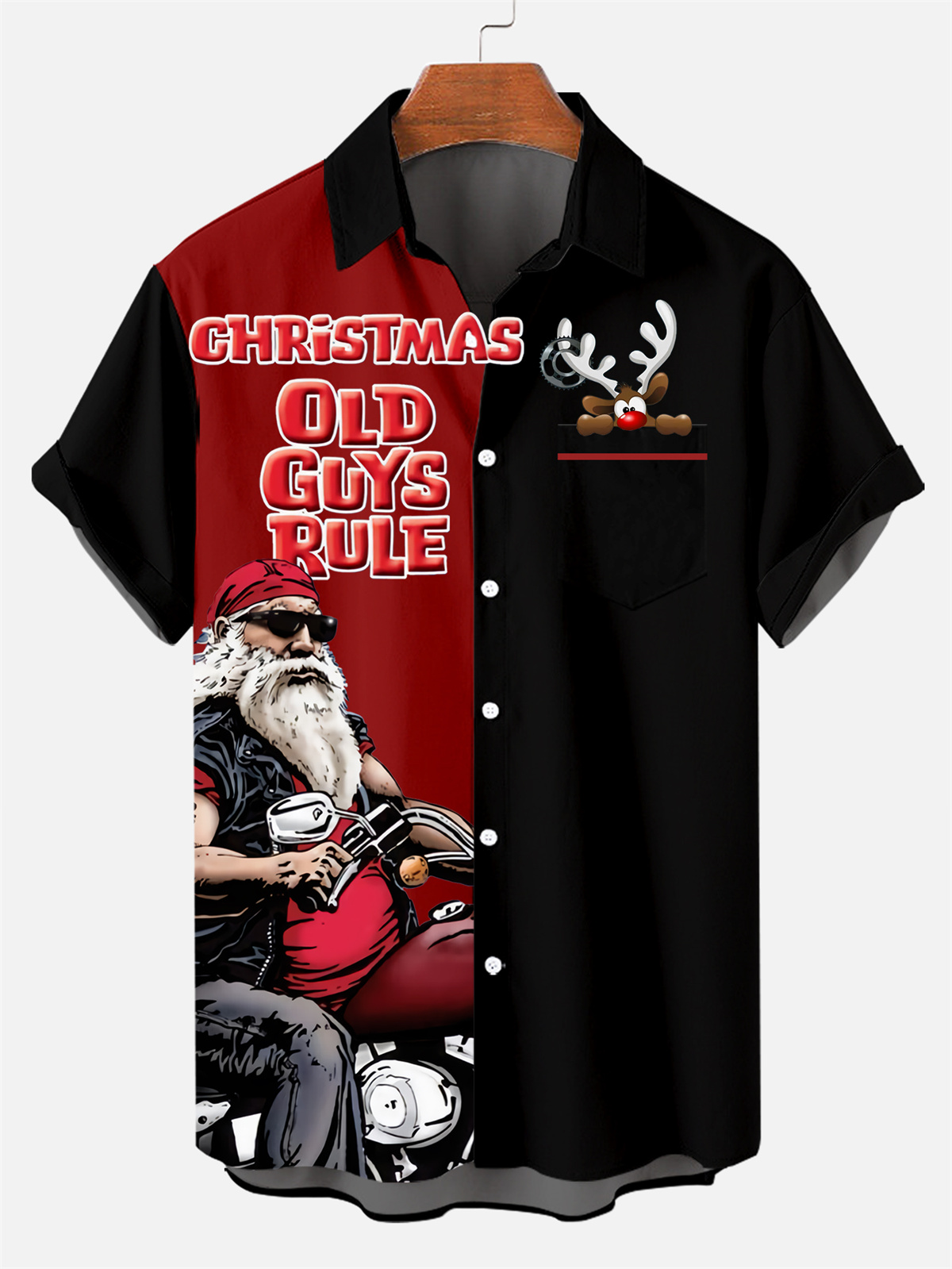 Men's Christmas Let's Ride Design Short Sleeve Shirt  0484