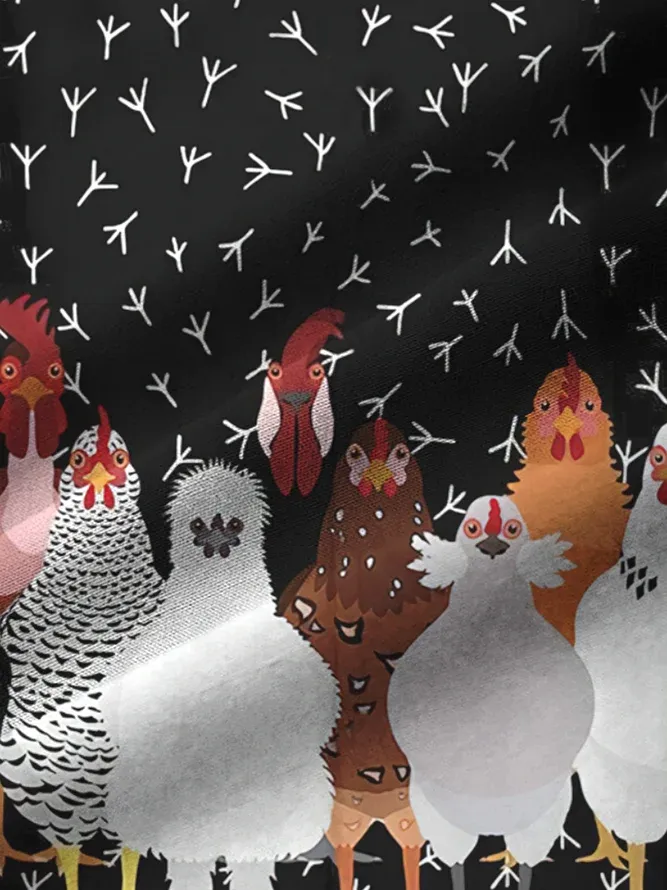 Men's Casual Fun Flock Print Lapel Short Sleeve Shirt