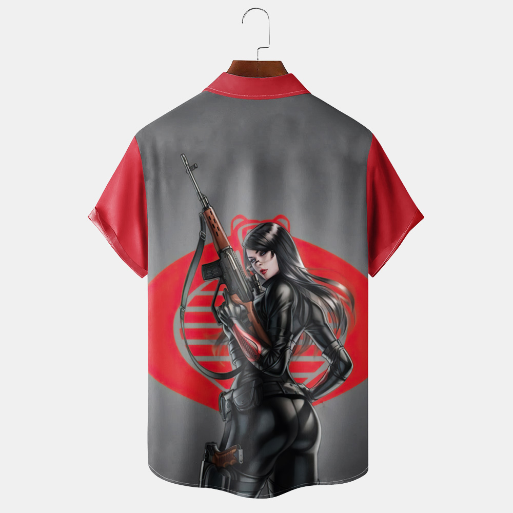 Men's Classic Retro War Cartoon Short Sleeve Shirt
