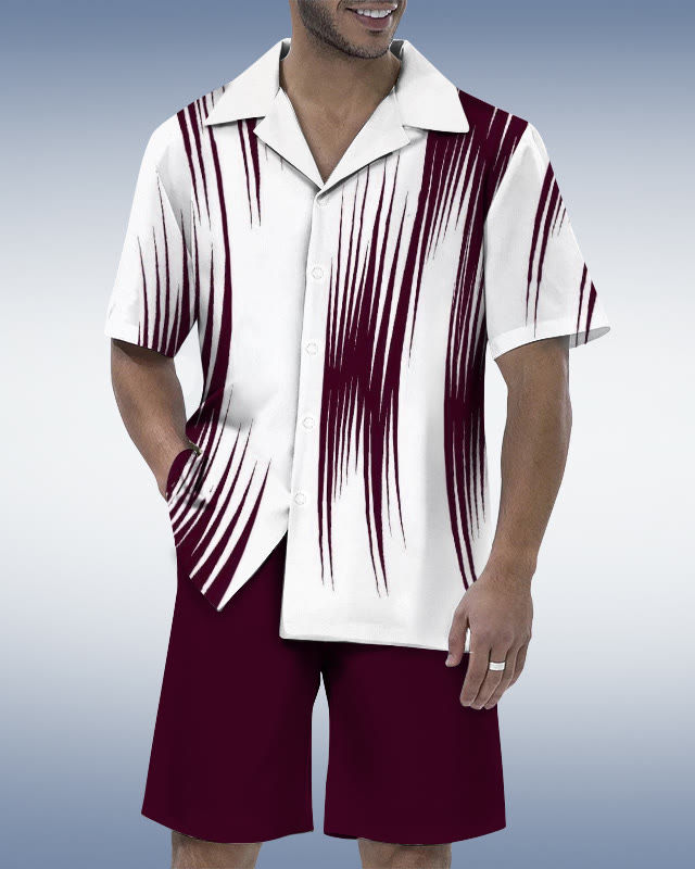 Suitmens Men's Abstract Phantom Print Shirt Set 0285