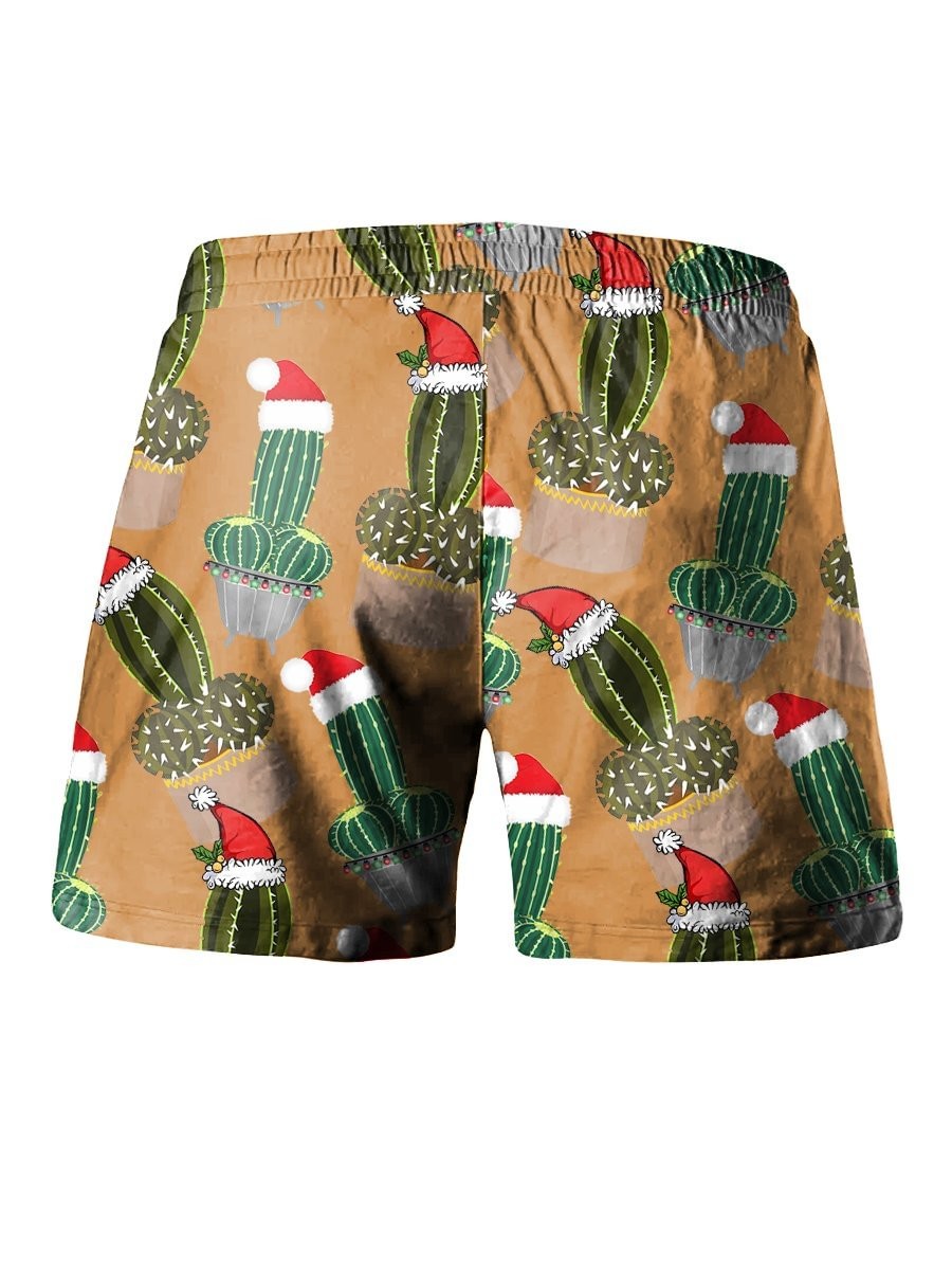 Men's Funny Cactus Christmas Print Shorts
