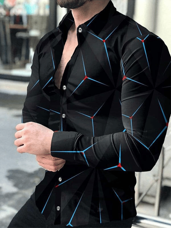 Men's Plaid Business Long Sleeve Shirt