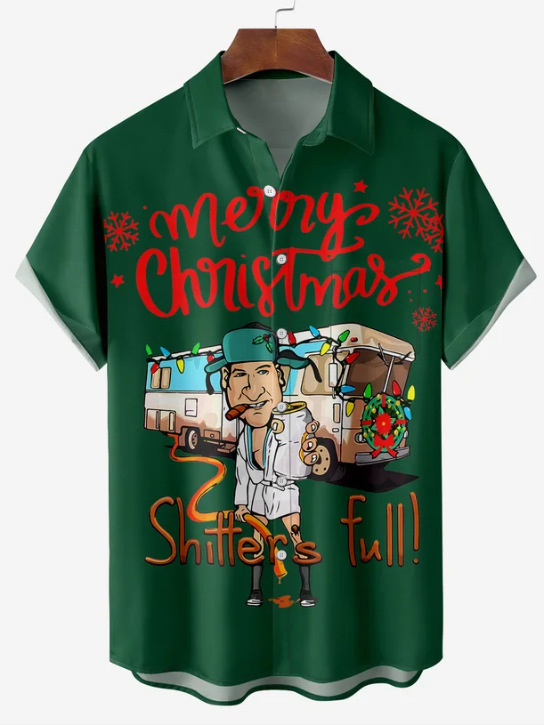 Men's 70s-80s nostalgic Christmas pattern short-sleeved shirt 0679