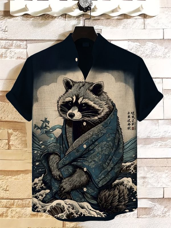 Men's Japanese Art Pattern Short Sleeve Shirt