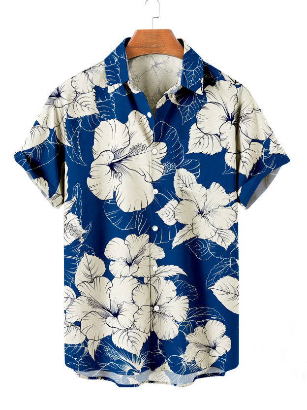 Men's Hawaiian Resort Print Casual Short Sleeve Shirt