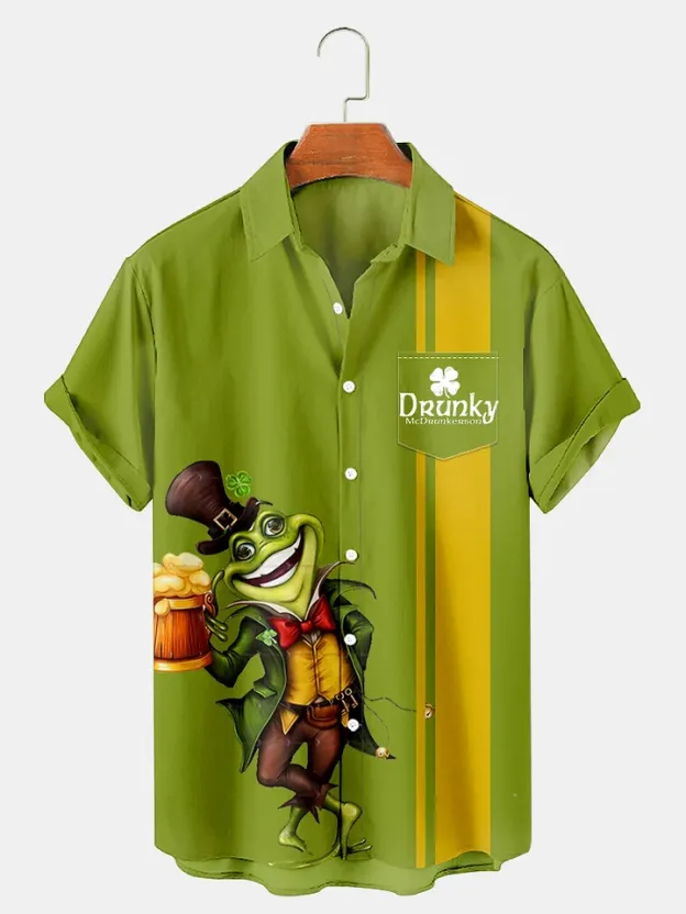 Christmas greetings from Santa Claus delivering gifts on a motorcycle Christmas Chest Pocket Short Sleeve Bowling Shirt