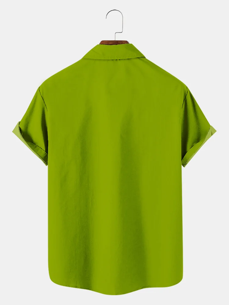 Men's Fun Frog Beer Saint Patrick Holiday Printed Pocket Shirt