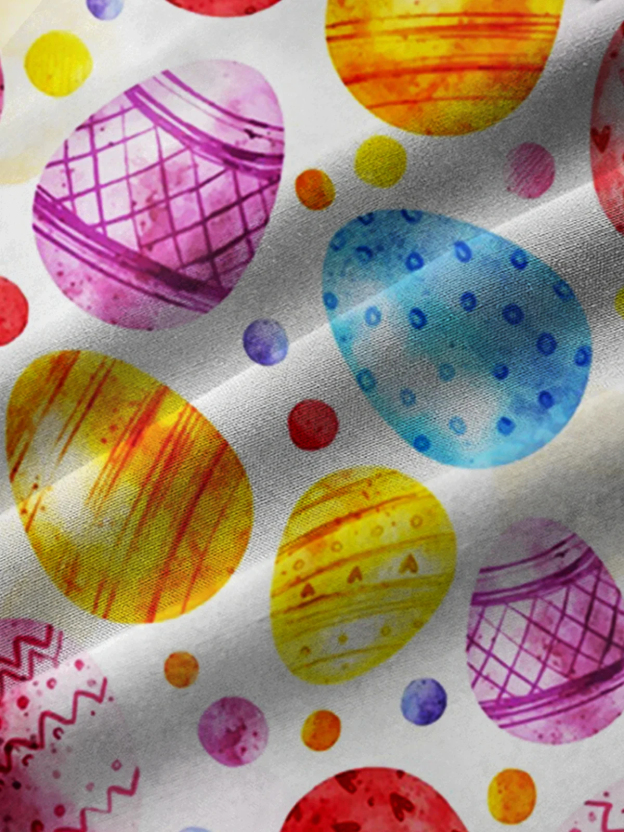 Men's Easter egg print pocket holiday shirt