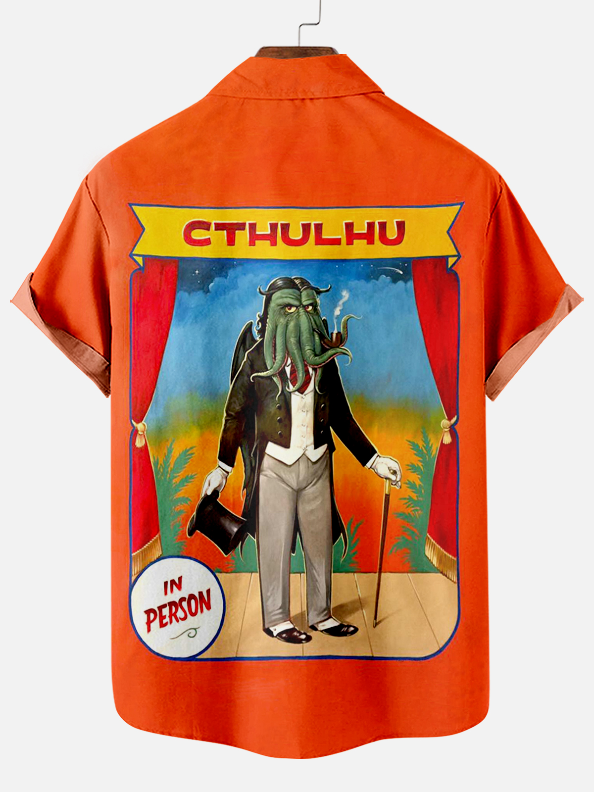 Men's Vintage Circus Pattern Casual Short Sleeve Shirt