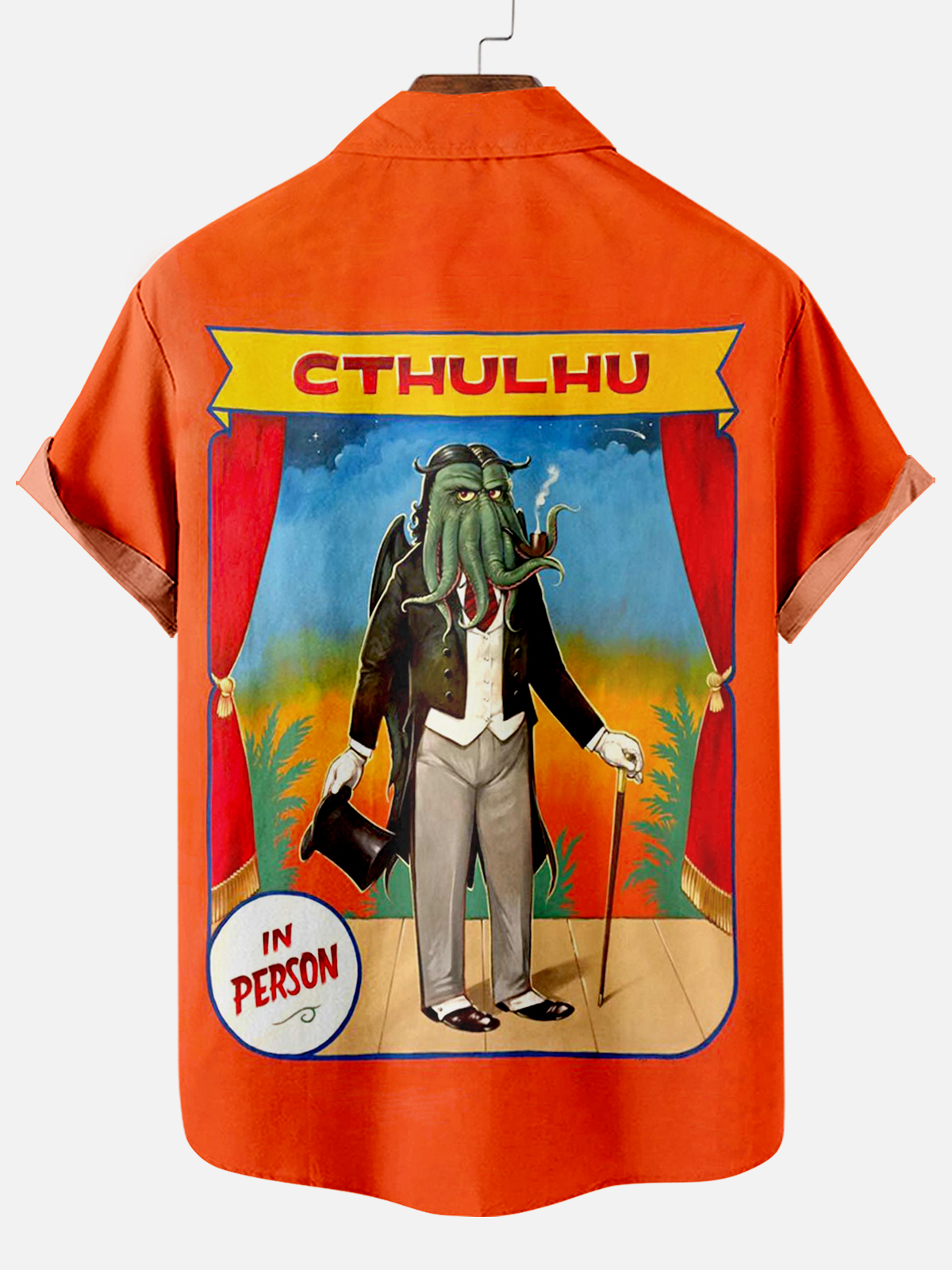 Men's Vintage Circus Pattern Casual Short Sleeve Shirt