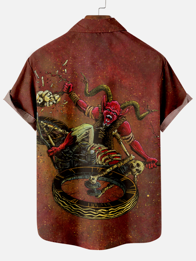 Men's Classic Day of the Dead Skull Graphic Short Sleeve Shirt