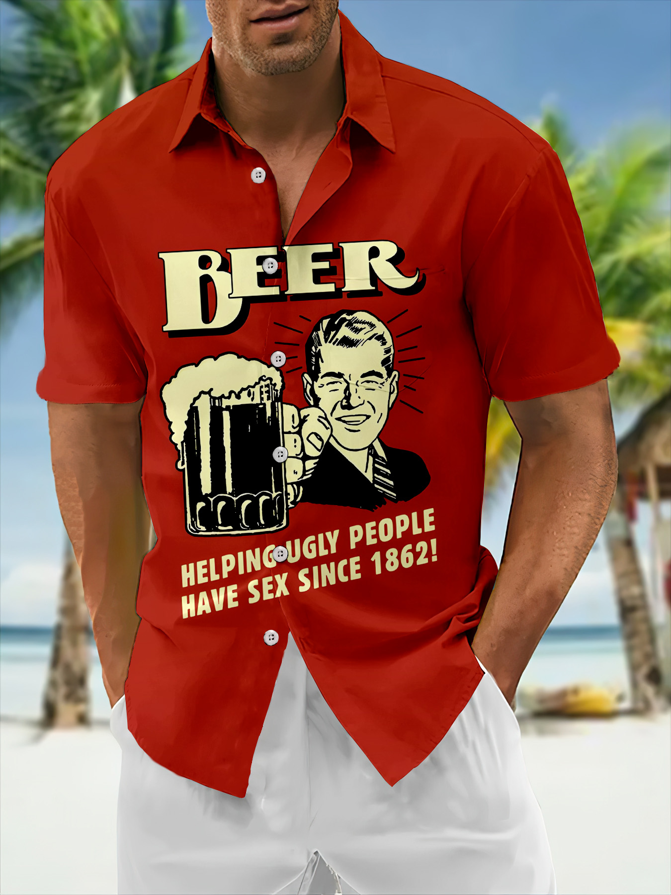 Men's Classic Green Monster Christmas Slogan Contrast Fun Short Sleeve