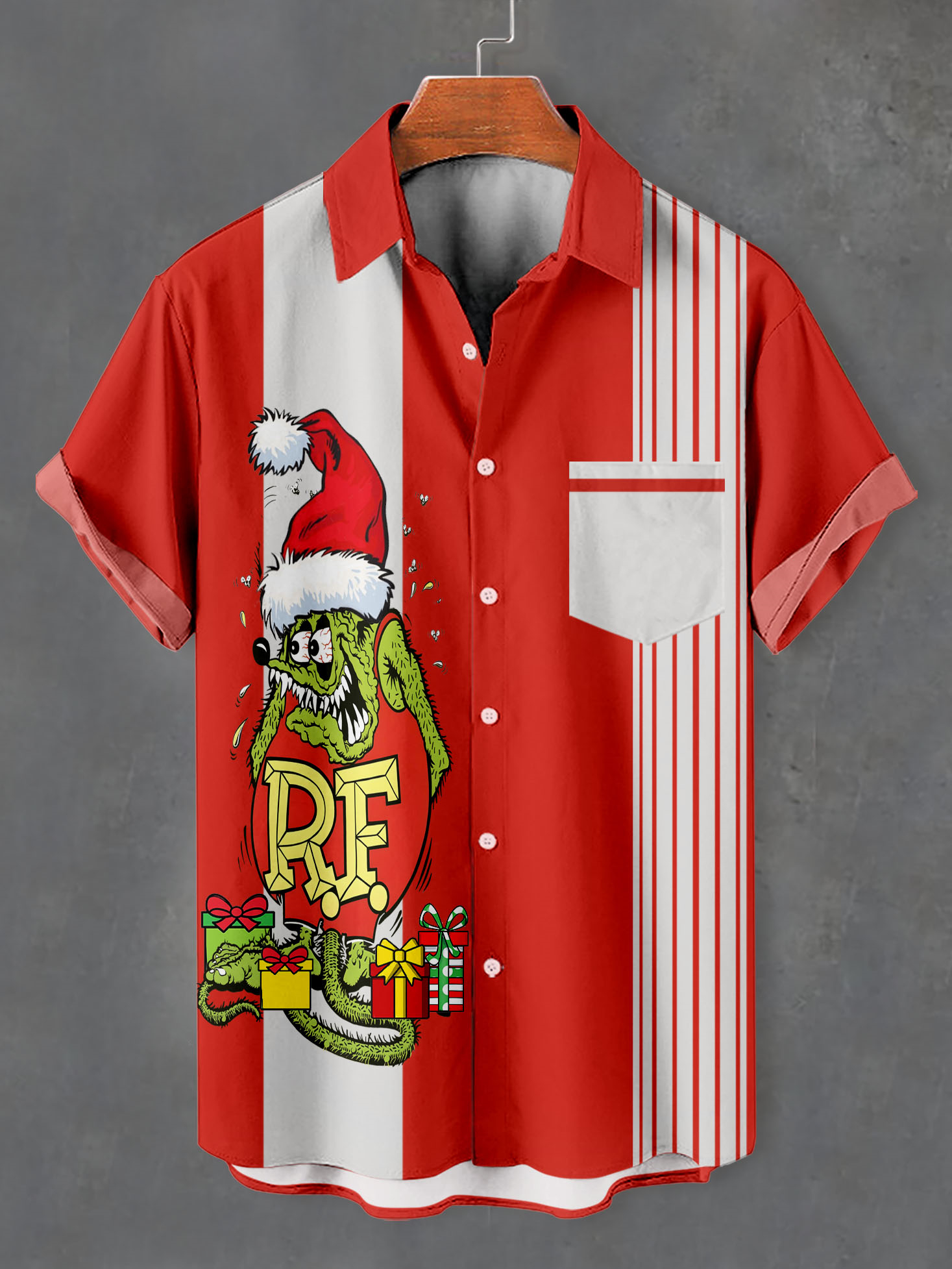 Men's Christmas Cartoon Graphic Short Sleeve Shirt