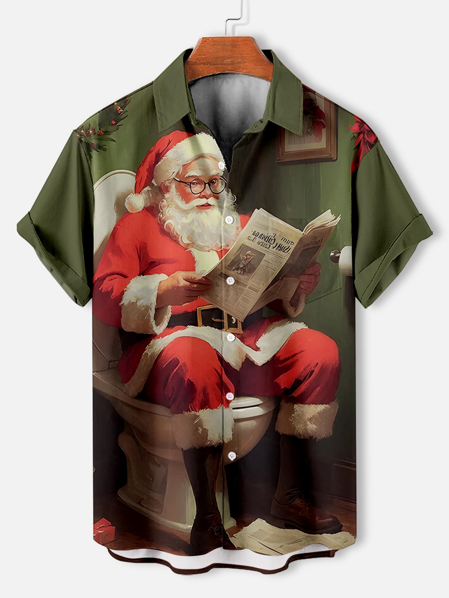 Men's Fun Santa Graphic Short Sleeve Shirt