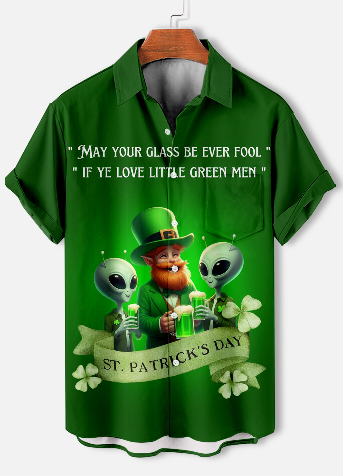 Men's Casual St. Patrick's Day Graphic Short Sleeve Shirt