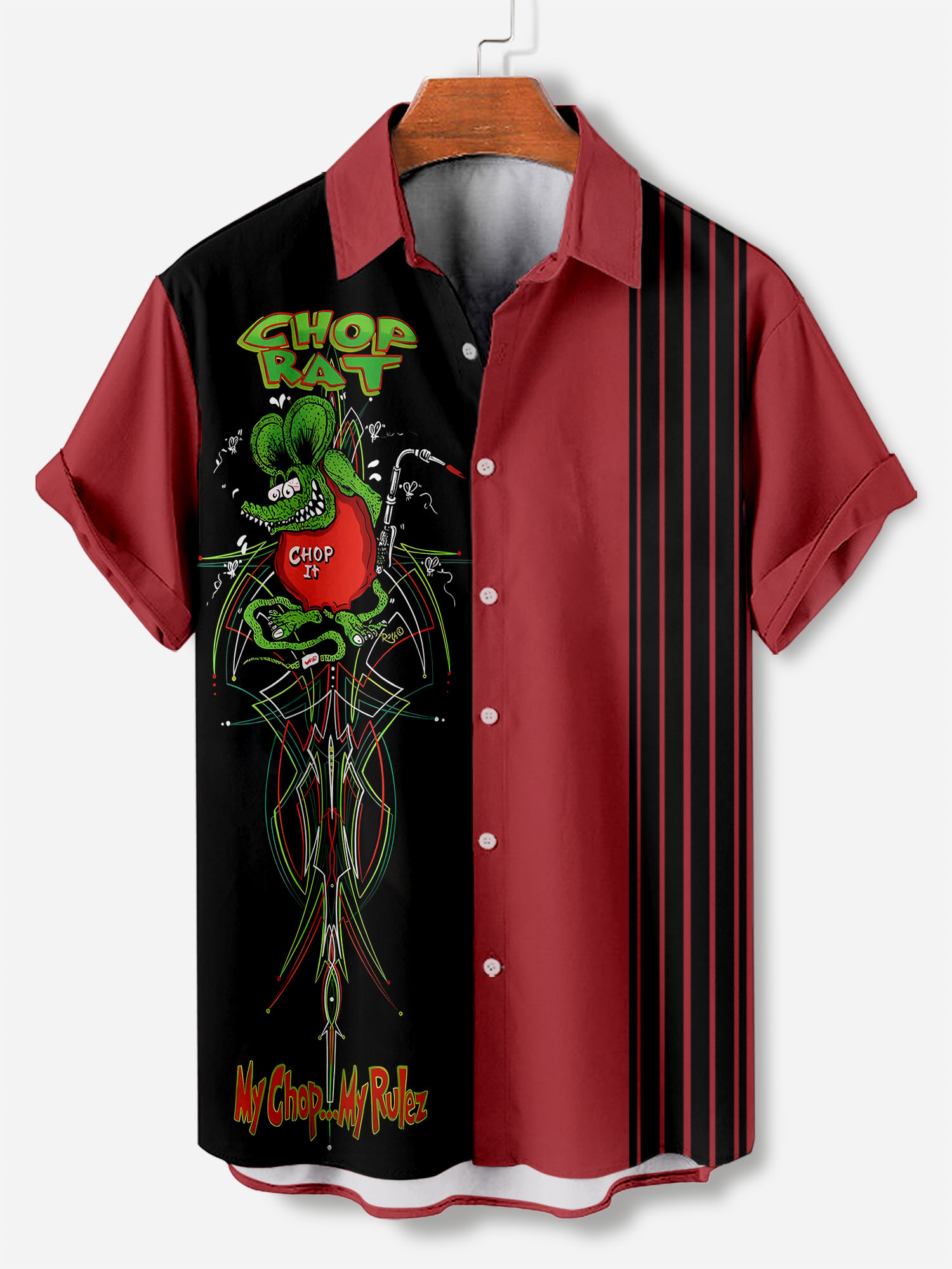 Men's retro cartoon car element short-sleeved shirt