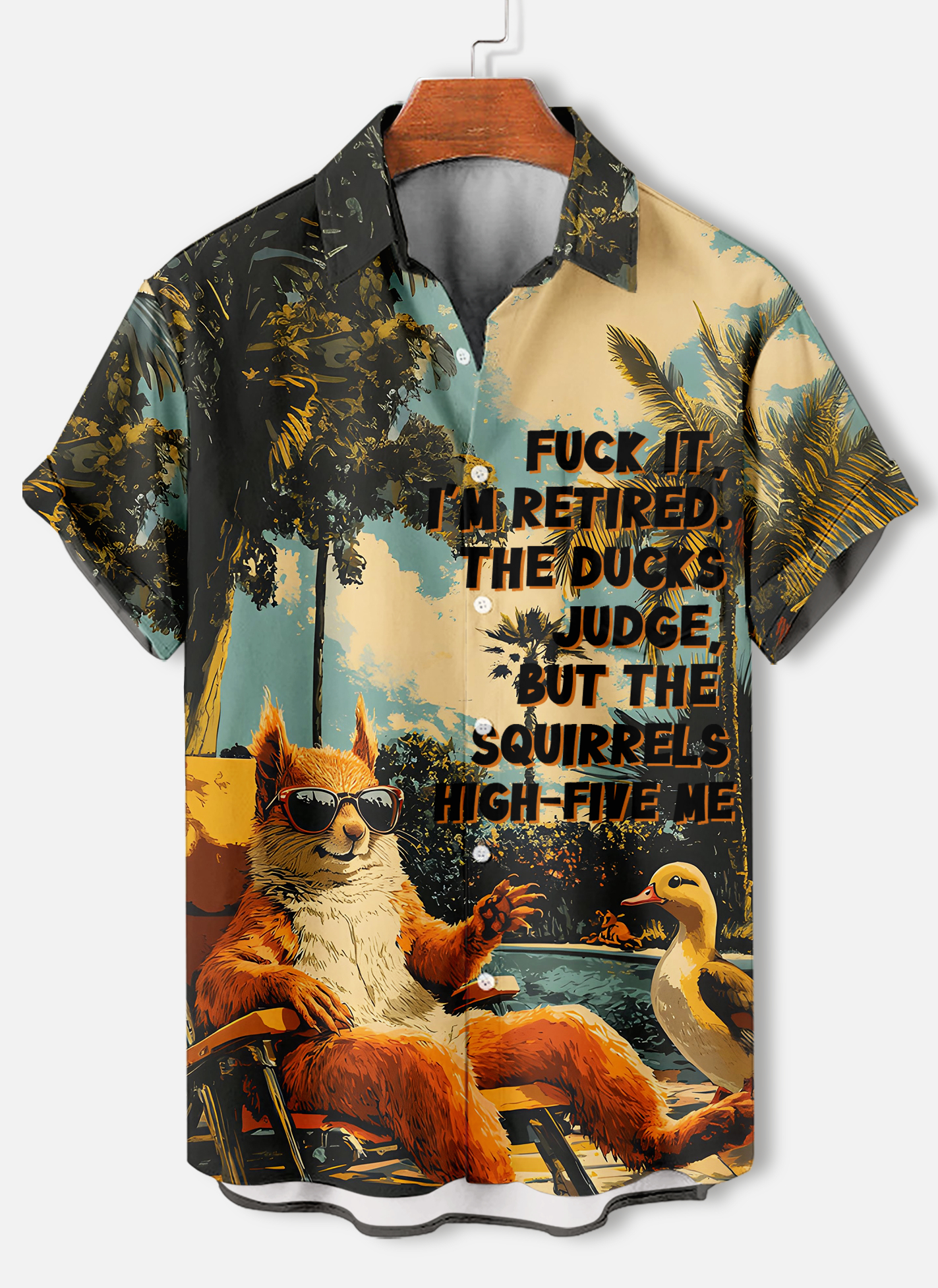Men's funny cartoon animal slogan graphic short sleeve shirt