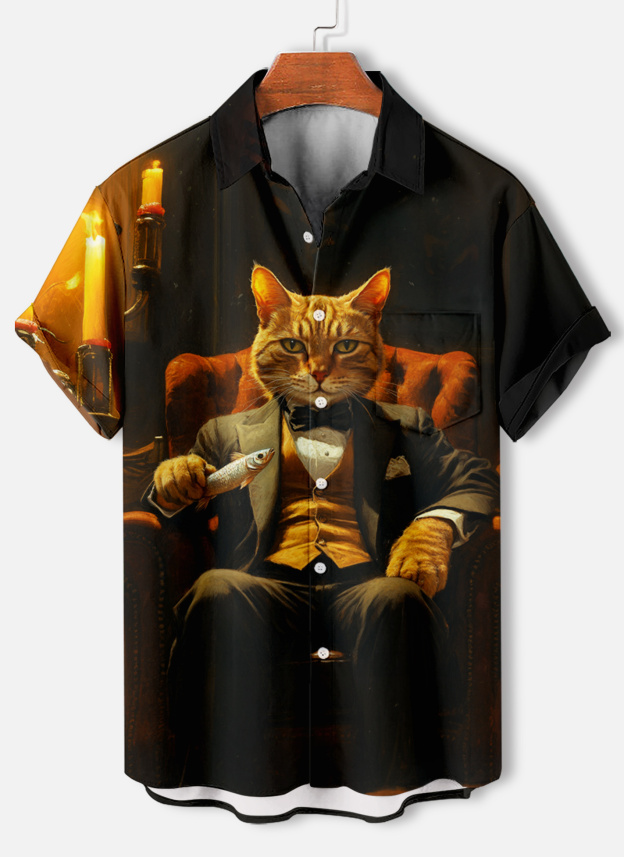 Men's Classic Movie Godfather Animal Fun Graphic Short Sleeve Shirt
