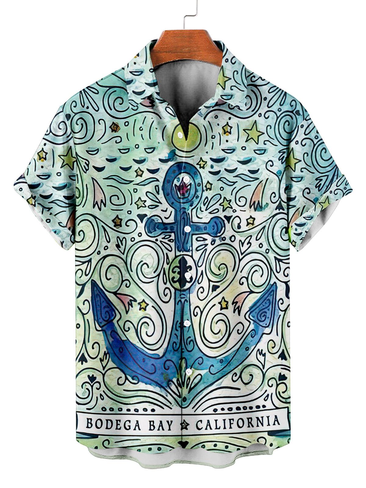 Reggae music skull pattern vacation casual short sleeved shirt