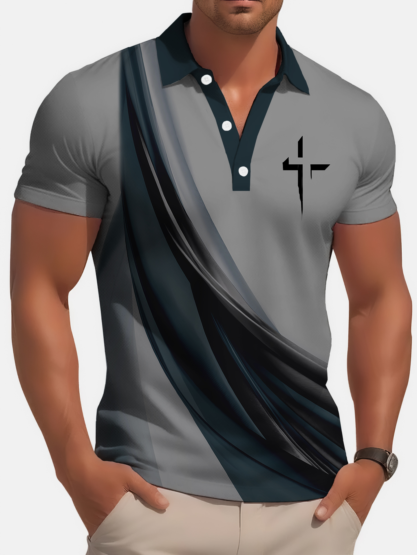 Men's Golf Casual Jesus Graphic Short Sleeve Polo Shirt