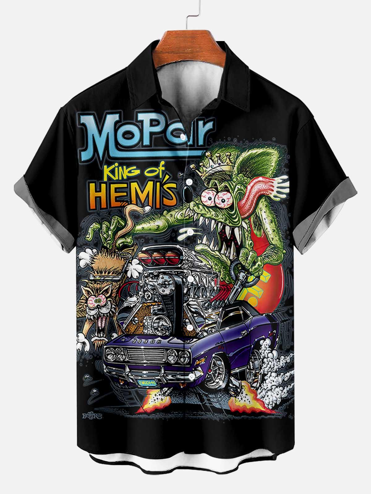 Men's Mouse Modified Car Print Short Sleeve Shirt