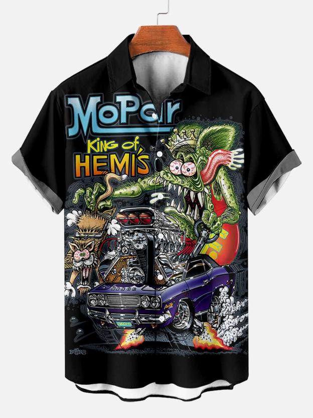 Men's Mouse Modified Car Print Short Sleeve Shirt